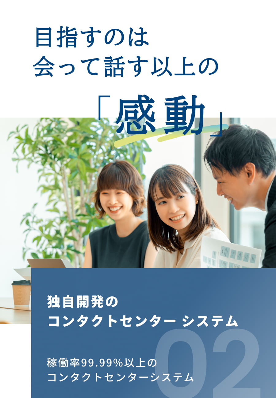 独自開発のコンタクトセンターシステム 稼働率99.99%以上のコンタクトセンターシステム